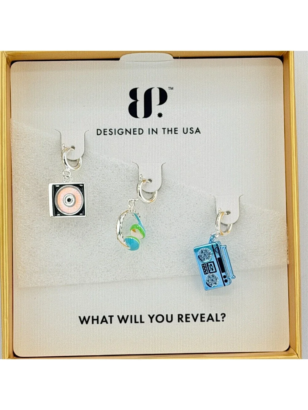 Bomb Party Gem Society Charm Set “Throwback Tracks” Silver Plating